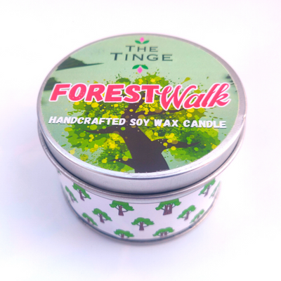 Natural Soy Wax Tin Candle : Scented With Forest Walk 