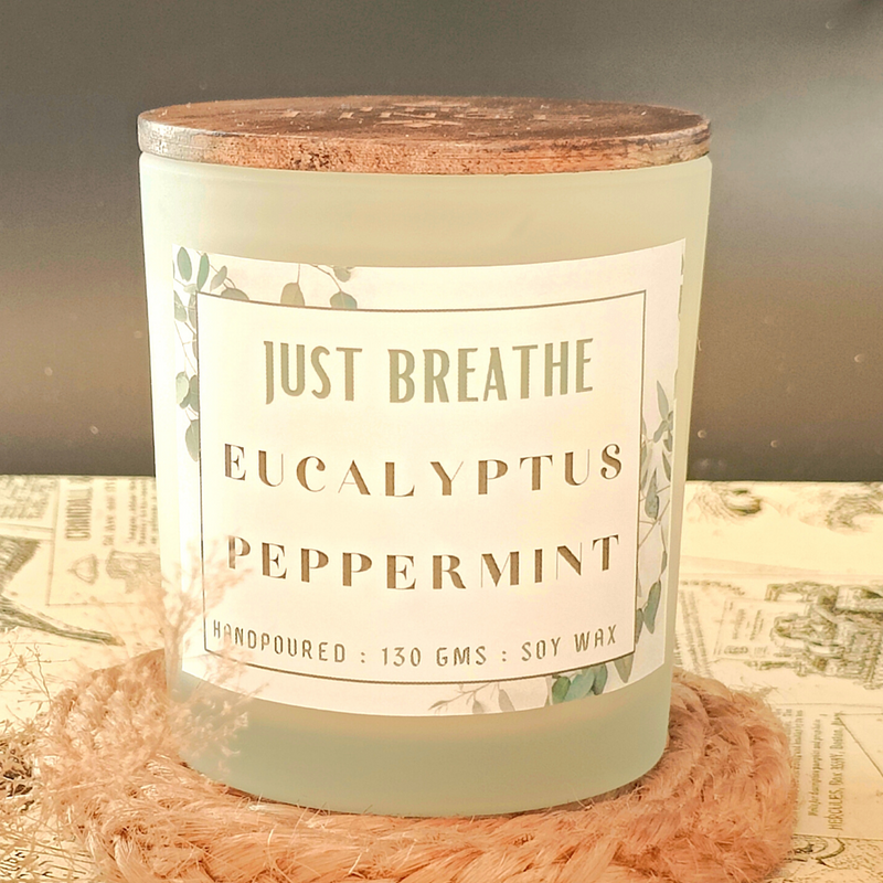 Eucalyptus Peppermint Scented Soy Wax Jar Candle - 35+ hrs 
